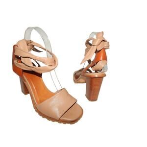 Whistles Women Tan / Brown Leather Wrap Around Sandal Size 37 7